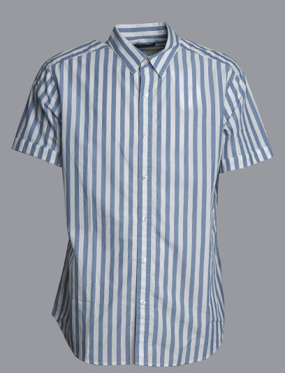 Blue Stripes Theory Short Sleeve Shirt