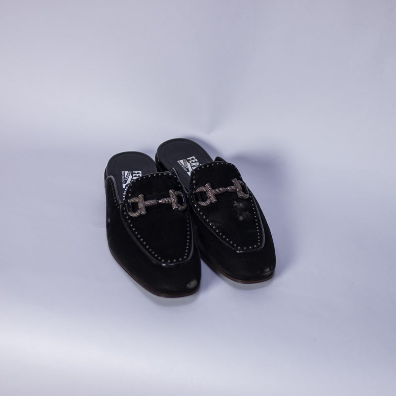 Black Bloom Ferragamo Slide