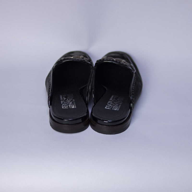 Black Bloom Ferragamo Slide