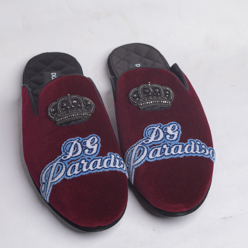 Dolce&Gabbana Crown Slide Velvet Red