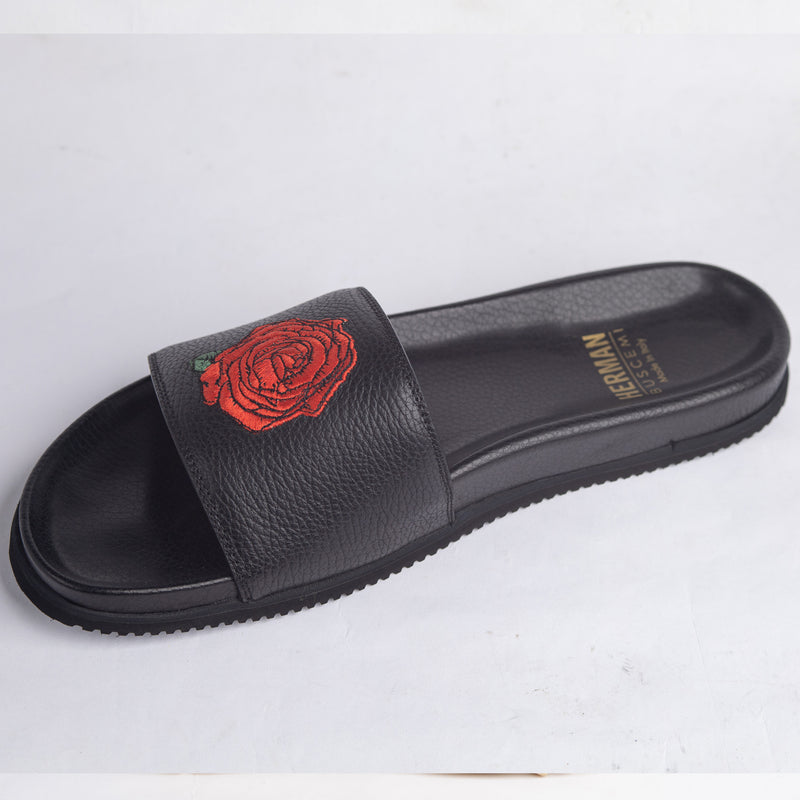 Buscemi Red Rose Slide black