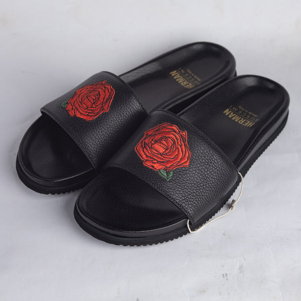 Buscemi Red Rose Slide black