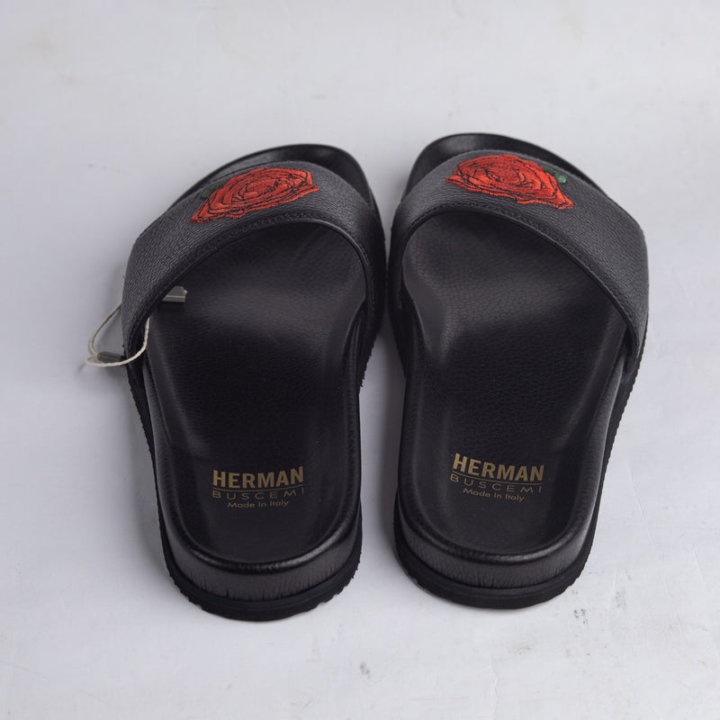 Buscemi Red Rose Slide black